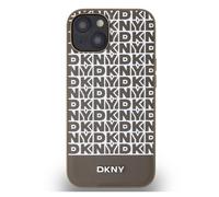 DKNY, coque iPhone 14 Repeat Pattern Bottom Stripe, marron