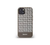 DKNY, coque iPhone 14 Repeat Pattern Bottom Stripe, marron