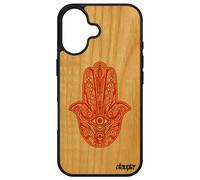 Coque de protection pour iPhone 16 en bois silicone main de fatma talisman case symbole orange original smartphone fille TPU fatima Apple
