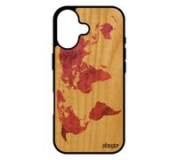 Coque De Protection Pour Iphone 17 En Bois Silicone Carte Monde Gel Artisanat Rose Terre Design Texture 4g Portable Original Atlas