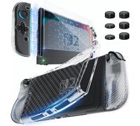 Coque de Protection pour Nintendo Switch 2 HEYSTOP Transparente TPU Dockable incluant Protection d'Écran en Verre Trempé et 6 Capuchons de Joysticks