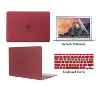 Coque de protection pour ordinateur portable Apple MacBook Air + Film de clavier US + protecteur d'écran - For AIR 11 (A1370 A1465) - Vin rouge