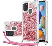Coque de protection pour Samsung Galaxy A21s avec bande - Sables mouvants à paillettes - Avec cordon de serrage - Sables rapides à paillettes