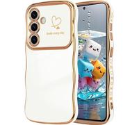Coque De Protection Pour Samsung Galaxy A26 5G, Étui Motif De Coeur D'Amour Et De Vagues, Forme Bouclée Case, En Silicone Tpu Anti-Chocs Galvanisé Housse Pour Samsung A26 5G, Blanc