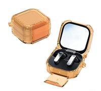 Coque de protection pour Samsung Galaxy Buds 4 Pro avec béquille et clip de verrouillage, résistante aux chocs à 360 degrés, rose transparent (orange transparent)