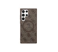 GUESS GUHMS24LG4GFRW Coque pour S24 Ultra S928 Marron Rigide 4G Collection Cuir Métal Logo