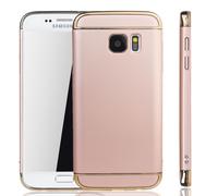 Coque De Protection Pour Samsung Galaxy S7 Bumper 3 En 1 Couverture Rose Or Neuf