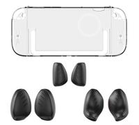 Coque de protection pour Switch 2 avec double poignée - Coque rigide transparente - Design ergonomique - Compatible avec console à dégagement rapide - Protection légère de 24,2 cm (transparent + noir)