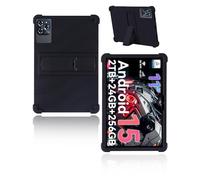 Coque de protection pour tablette TABWEE W90 11 pouces 2025, yystao Housse en silicone souple pour enfants compatible avec TABWEE W90 avec support ajustable (Noir)
