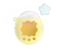 Coque de protection pour Tamagotchi Paradise - En polycarbonate galvanisé brillant - Résistant aux rayures - Couvercle ouvert - Coque rigide avec touches - Blanc sur le dessus et jaune sur le bas