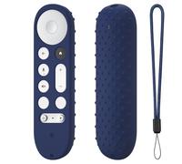 Coque de protection pour télécommande Google TV Streamer 4K 2024 en silicone souple pour manette Google GY3LE - Anti-poussière et anti-chute - Bleu foncé