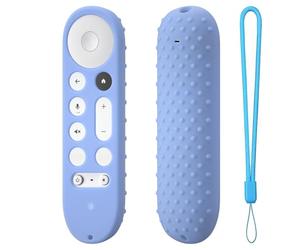 Coque de protection pour télécommande Google TV Streamer 4K 2024 en silicone souple pour manette Google GY3LE - Anti-poussière et anti-chute (bleu lumineux)