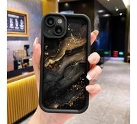 Coque de protection pour téléphone épaisse, antichoc, imprimée de motifs marbrés noirs sculptés et perforée simplement. Compatible avec iPhone 16/ 16 Pro/ 16 Pro Max/ 16 Plus, 15 XR/7/8, 15 Pro Max, 1