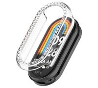 Coque de protection pour Xiaomi Smart Band 10 / Band 9 - Coque de protection rigide en polycarbonate - Anti-chocs - Bling - Pour femme et fille - Transparent