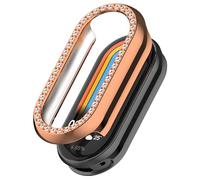 Coque de protection pour Xiaomi Smart Band 10 / Band 9 - Coque de protection rigide en polycarbonate - Anti-chocs - Bling - Pour femme et fille (or rose)