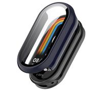Coque de protection pour Xiaomi Smart Band 9 en verre trempé - Hard PC ultra fin - Protection d'écran complète pour Xiaomi Mi Band 9 - Bleu