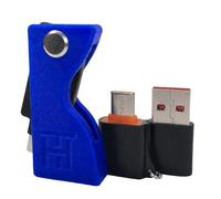 Coque de protection pour YubiKey 5 NFC et 5C NFC avec porte-clés Lanyard - Coque antichoc en plastique résistant, Cover avec design rotatif (clé de sécurité non incluse) (bleu avec adaptateurs)