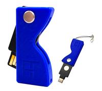 Coque de protection pour YubiKey 5 NFC et 5C NFC avec porte-clés Lanyard - Coque antichoc en plastique robuste, avec design rotatif et pliable (clé de sécurité Yubico) (bleu)