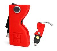 Coque de protection pour YubiKey 5 NFC et 5C NFC avec porte-clés Lanyard - Coque antichoc en plastique résistant, Cover avec design rotatif (clé de sécurité non incluse) (rouge)