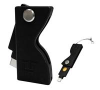 Coque de protection pour YubiKey 5 NFC et 5C NFC avec porte-clés Lanyard - Coque antichoc en plastique robuste, avec design rotatif et pliable (clé de sécurité Yubico) (noir)