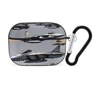 Coque de protection rigide antichoc pour Aircraft Fighter Jets AirPods Pro 2e et 1ère génération avec porte-clés pour homme et femme, noir