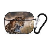 Coque de protection rigide antichoc pour AirPods Pro 2 - Motif léopard africain - Pour homme et femme - Compatible avec Airpod Pro 2e/1ère génération avec porte-clés - Noir