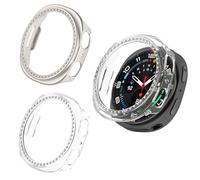 Coque de protection rigide en polycarbonate avec strass à paillettes pour Samsung Galaxy Watch 8 40 mm, pour femmes et filles, sans film de protection