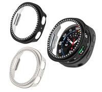 Coque de protection rigide en polycarbonate avec strass à paillettes pour Samsung Galaxy Watch 8 40 mm, pour femmes et filles, sans film de protection