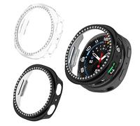Coque de protection rigide en polycarbonate avec strass à paillettes pour Samsung Galaxy Watch 8 40 mm, pour femmes et filles, sans film de protection