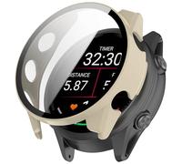 Coque de protection rigide en polycarbonate compatible avec Garmin Forerunner 70, antidérapante, ultra fine, résistante aux rayures, film de protection d'écran avec verre trempé pour Garmin Forerunner