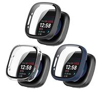 Coque de protection rigide en polycarbonate pour Fitbit Versa 4 avec film de protection d'écran en verre pour Fitbit Sense 2