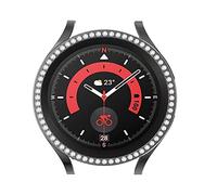 Coque de protection rigide pour Samsung Galaxy Watch 5 Pro 45 mm plaqué PC avec strass brillants et cadre à paillettes, gris, Moderne