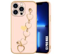 Coque de protection - Rose - pour iPhone 13 Pro Max - Antichoc - Ultra Slim Léger - Cœur doré