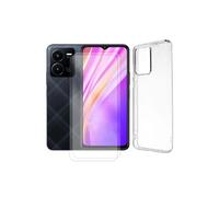 Coque de protection souple transparente pour Vivo Y22 4G / Vivo Y22S 4G V2206 / Vivo Y35 4G 6.55 et 2 films de protection ecran, verres trempés - -