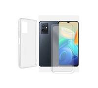 Coque de protection souple transparente pour Vivo Y55 5G 6.58 V2127 V2154 et 2 films de protection ecran, verres trempés - -