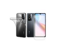 Coque de protection souple transparente pour Vivo Y76 5G V2124 et 2 films de protection ecran, verres trempés - -