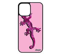 Coque de Protection Telephone pour Apple iPhone 12/12 Pro Silicone Salamandre Rose Tendance Smartphone Housse Animal Amour lezard Metal