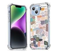 Coque de protection tendance en TPU souple avec versets de la Bible pour iPhone 14 Plus, motif de collage avec citations de Jésus chrétiens, compatible avec iPhone 14 Plus