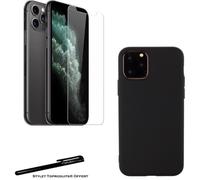 Coque de protection - Toproduits® - iPhone 11 Pro Max - Noir - Film en Verre Trempé - Résistant aux chocs