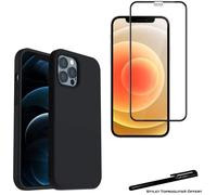Coque de protection - Toproduits® - iPhone 12 - Verre trempé - Souple - Bords noirs courbés
