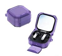 Coque de protection transparente pour Galaxy Buds 4 Pro avec résistance à 360 degrés et béquille multidirectionnelle pour appels vidéo et médias (violet transparent)