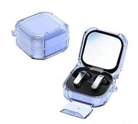 Coque de protection transparente pour Galaxy Buds 4 Pro avec résistance à 360 degrés et béquille multidirectionnelle pour appels vidéo et médias (bleu transparent)