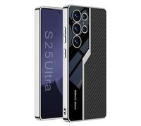 Coque de protection ultra fine pour Samsung Galaxy S25 Ultra/S25 Plus/S25 - Support de téléphone portable galvanisé - Support de chargement sans fil - En cuir de luxe - Gris - S25