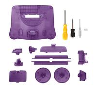 Coque de remplacement ABS rétro pour N64, coque de remplacement pour console de jeu, couvercle translucide robuste avec tournevis de montage, parfaitement compatible avec toutes (Violet translucide)