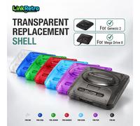 Coque de remplacement transparente en ABS LinkRetro, moulée par injection, pour console Sega Genesis 2 / MD2 TRN ICEBL
