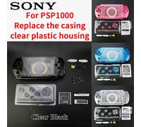 Coque de remplacement transparente pour Sony PSP1000, boîtier complet, kit de pièces de réparation DIY, coque de console de remplacement Transparent blue