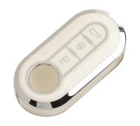 Coque de réparation de clé télécommande à 3 boutons pour Fiat 500/Punto, kit de coque avec bordure argentée blanche, coque de rechange
