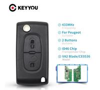 Coque de télécommande automatique à 2 boutons pour Peugeot 207, transpondeur clé ID46 avec lame VA2 et puce pour voiture 307 308 407 807 433 MHz, CE0536