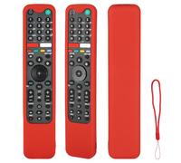 Coque de télécommande en silicone compatible avec Sony RMF-TX500E RMF-TX520U RMF-TX600E RMF-TX500U RMF-TX520E RMF-TX621E TV Télécommande vocale Couverture de protection antichoc avec cordon (rouge)