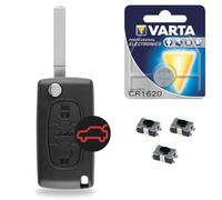 Coque de Télécommande Plip Clé 3 Boutons Compatible Peugeot 207 307 407 308 607 Partner Expert Bipper ✚ 1 Pile CR1620 VARTA - Kit iRace Keys®